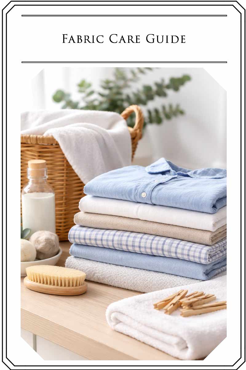 Fabric Care Guide showing folded shirts