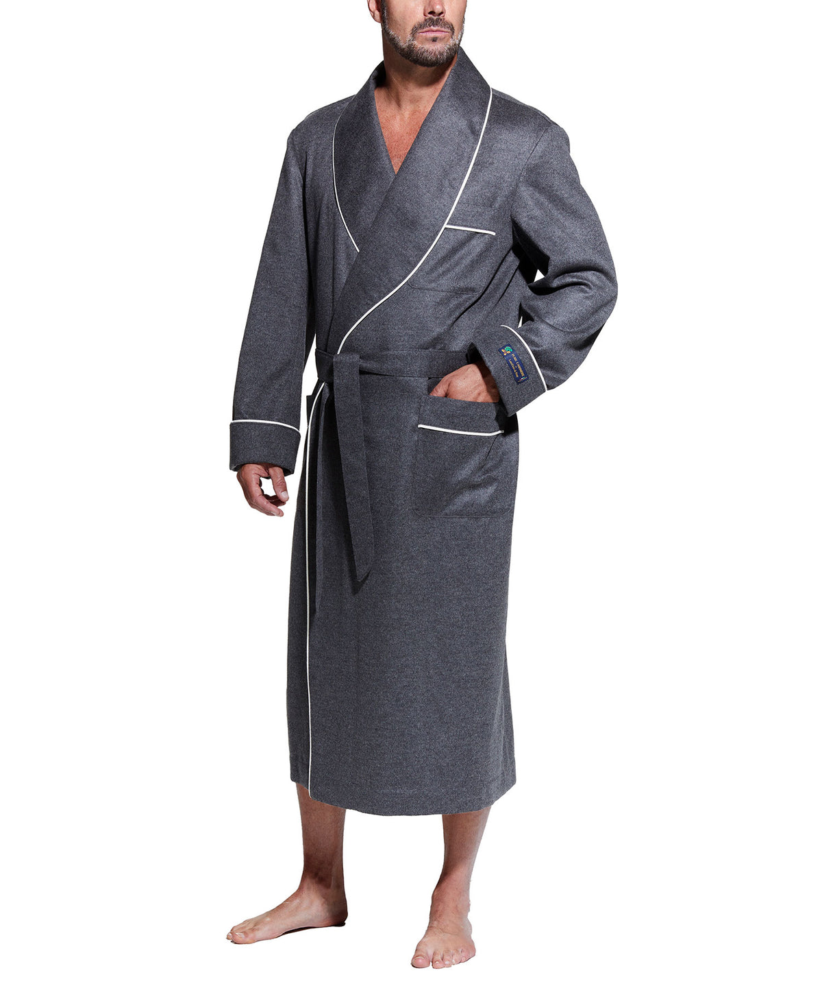 Westport Black Made-to-Order Customizable Cashmere Shawl Robe, Men's Big & Tall