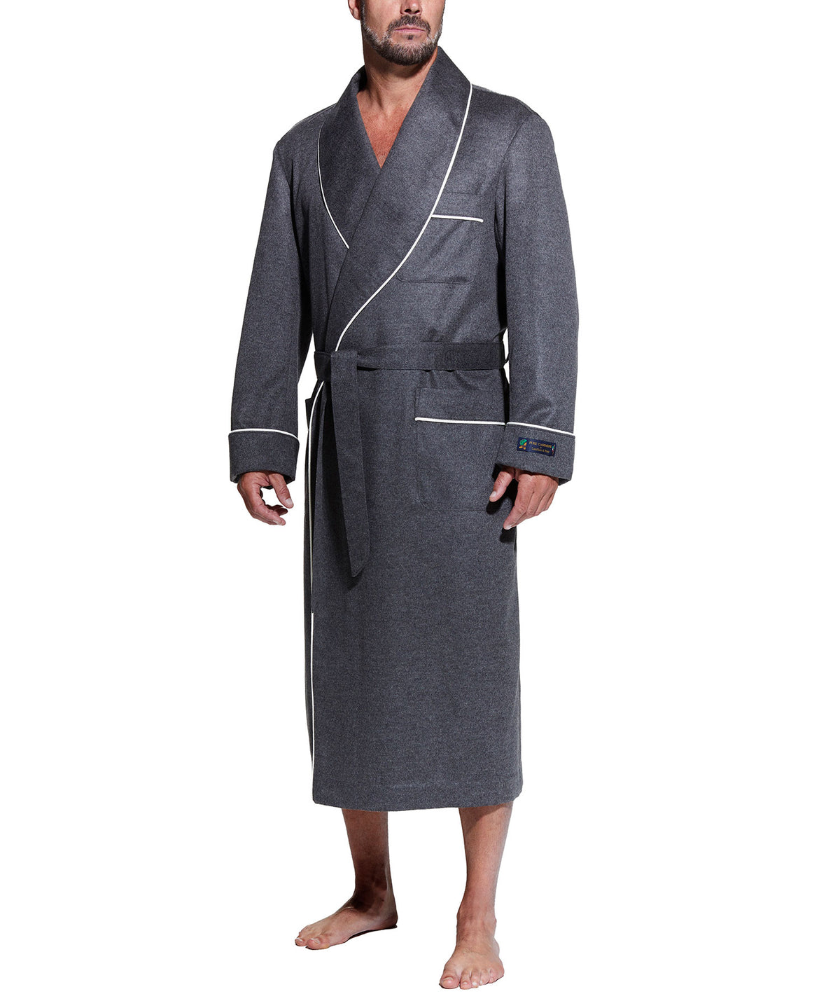 Westport Black Made-to-Order Customizable Cashmere Shawl Robe, Big & Tall