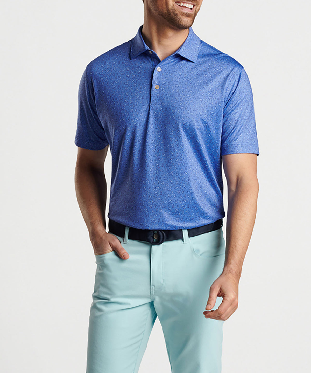 Peter Millar Short Sleeve Good Boy Print Polo Knit Shirt, Men's Big & Tall