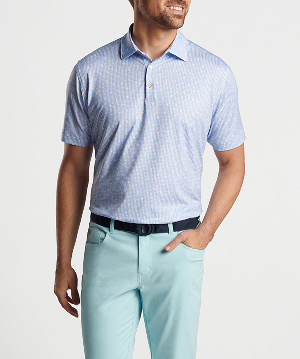 Peter Millar Short Sleeve Raise The Bar Print Polo Knit Shirt, Men's Big & Tall
