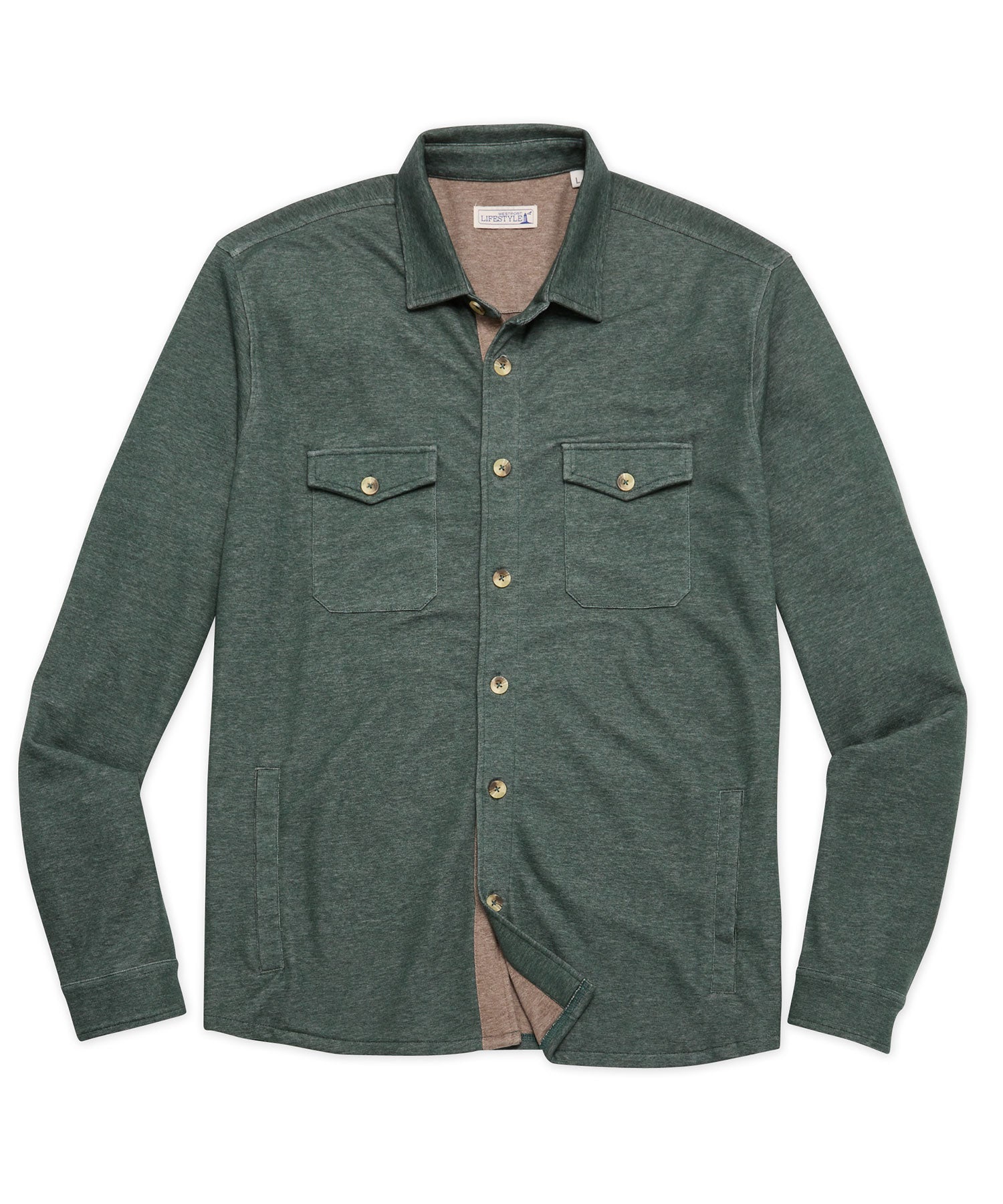 Westport Lifestyle Melange Soft Cotton-Blend Overshirt, Men's Big & Tall