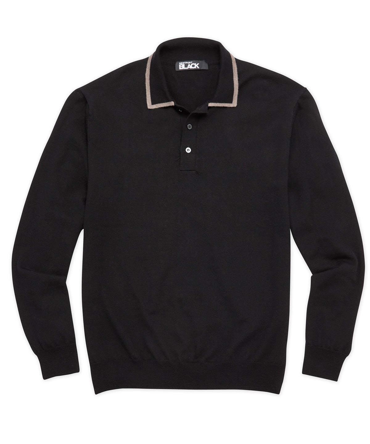 Westport Black Tipped Merino Wool Polo Shirt, Men's Big & Tall