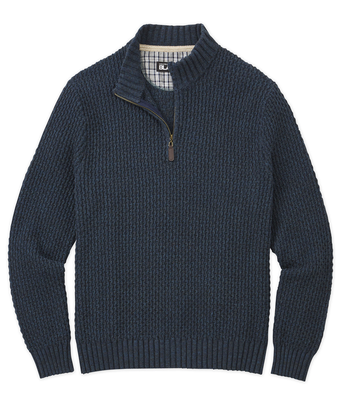Westport Black Tri Color Quarter-Zip Sweater, Men's Big & Tall