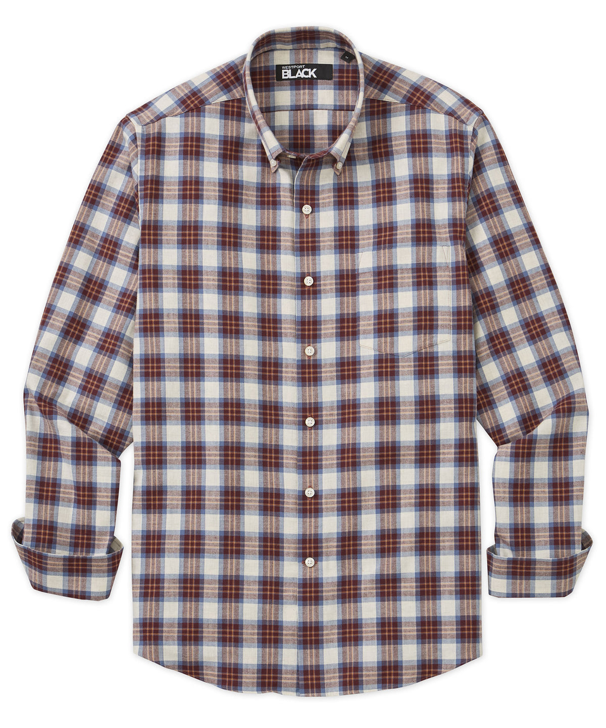 Westport Black Long Sleeve Soft Wash Flannel Sport Shirt, Big & Tall