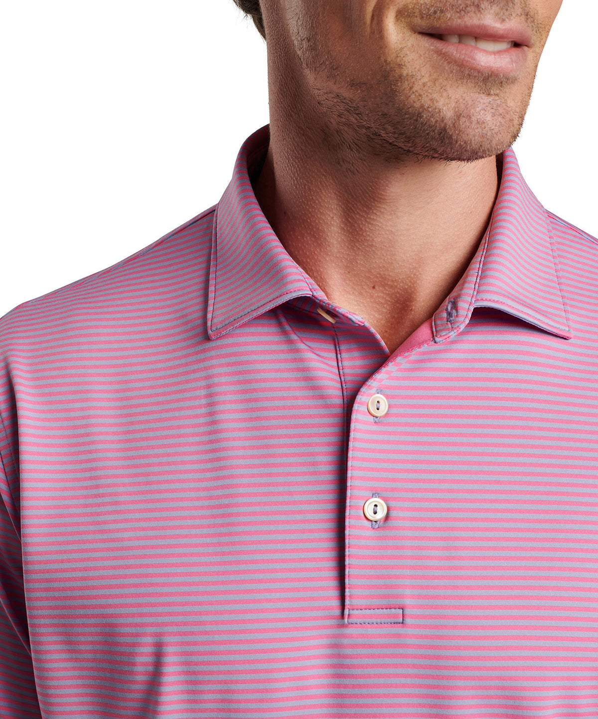 Peter Millar Short Sleeve Hales Stripe Polo Knit Shirt, Men's Big & Tall