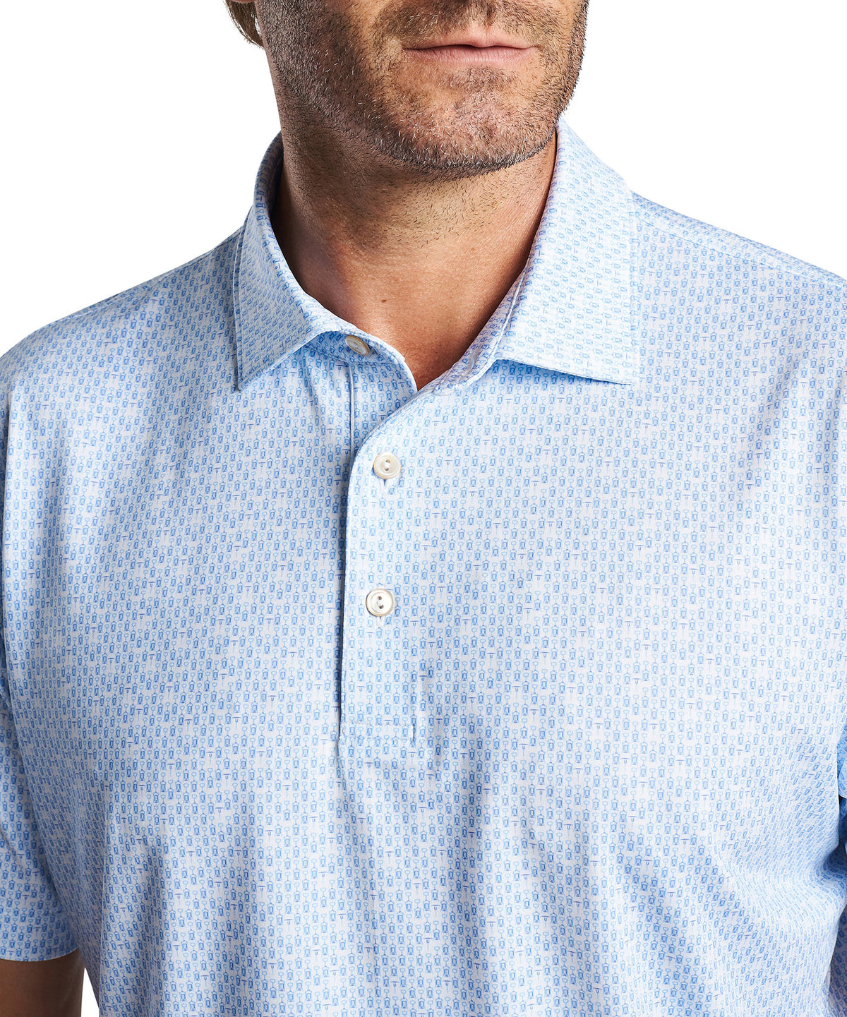 Peter Millar Short Sleeve Corkscrew Print Polo Knit Shirt, Men's Big & Tall