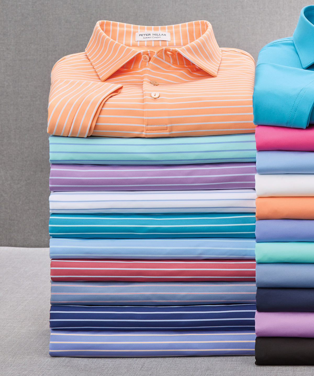 Peter Millar Short Sleeve Drum Stripe Polo Knit Shirt, Big & Tall