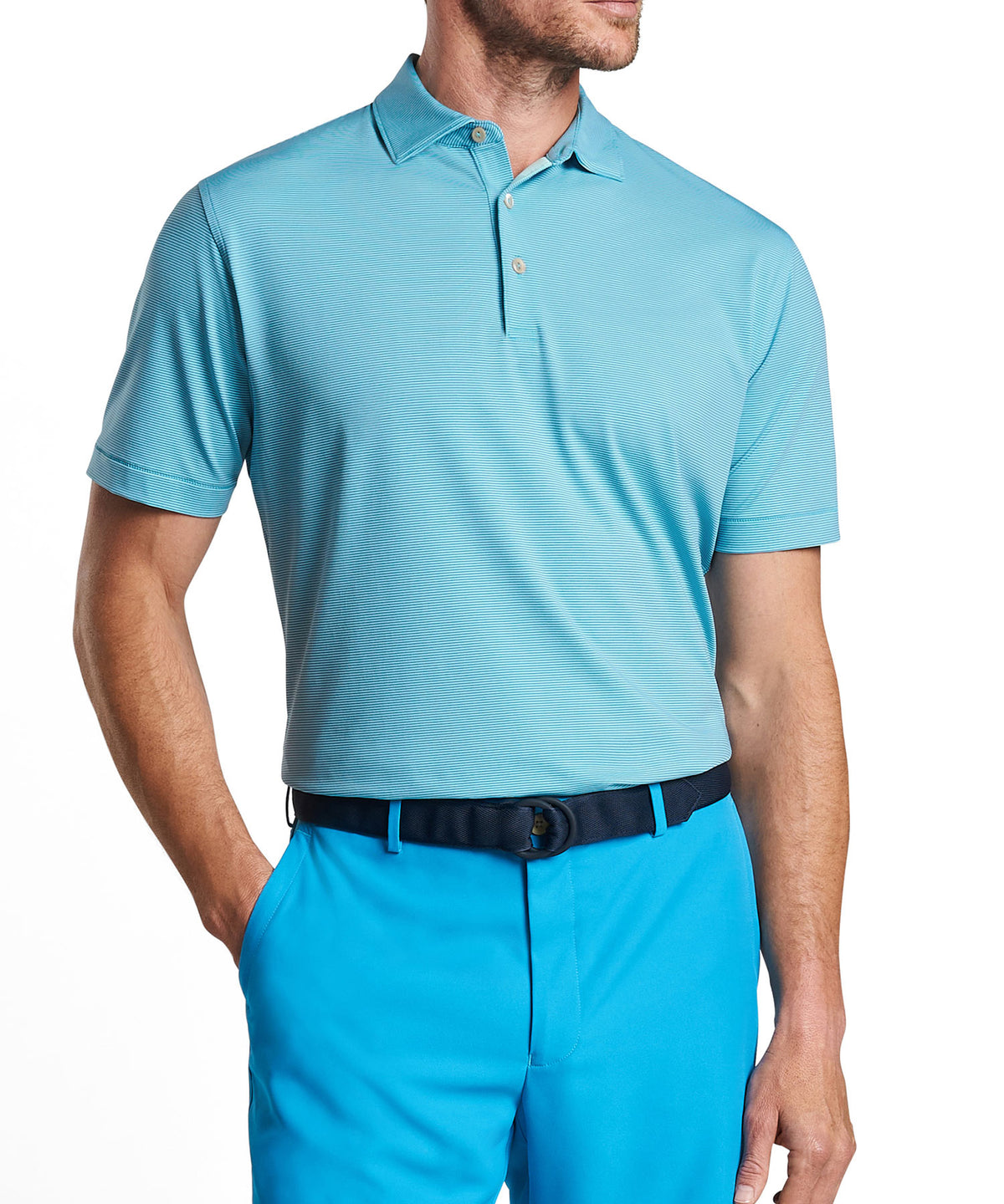 Peter Millar Short Sleeve Jubilee Stripe Polo Knit Shirt, Men's Big & Tall
