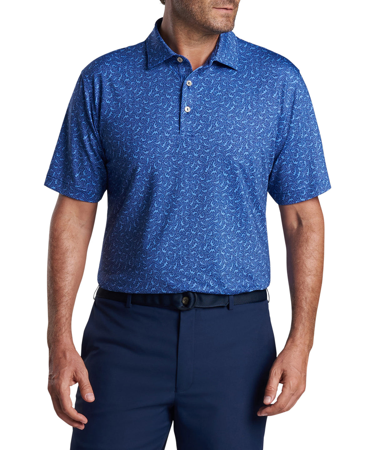 Peter Millar Short Sleeve Hammertime Print Polo Knit Shirt, Big & Tall