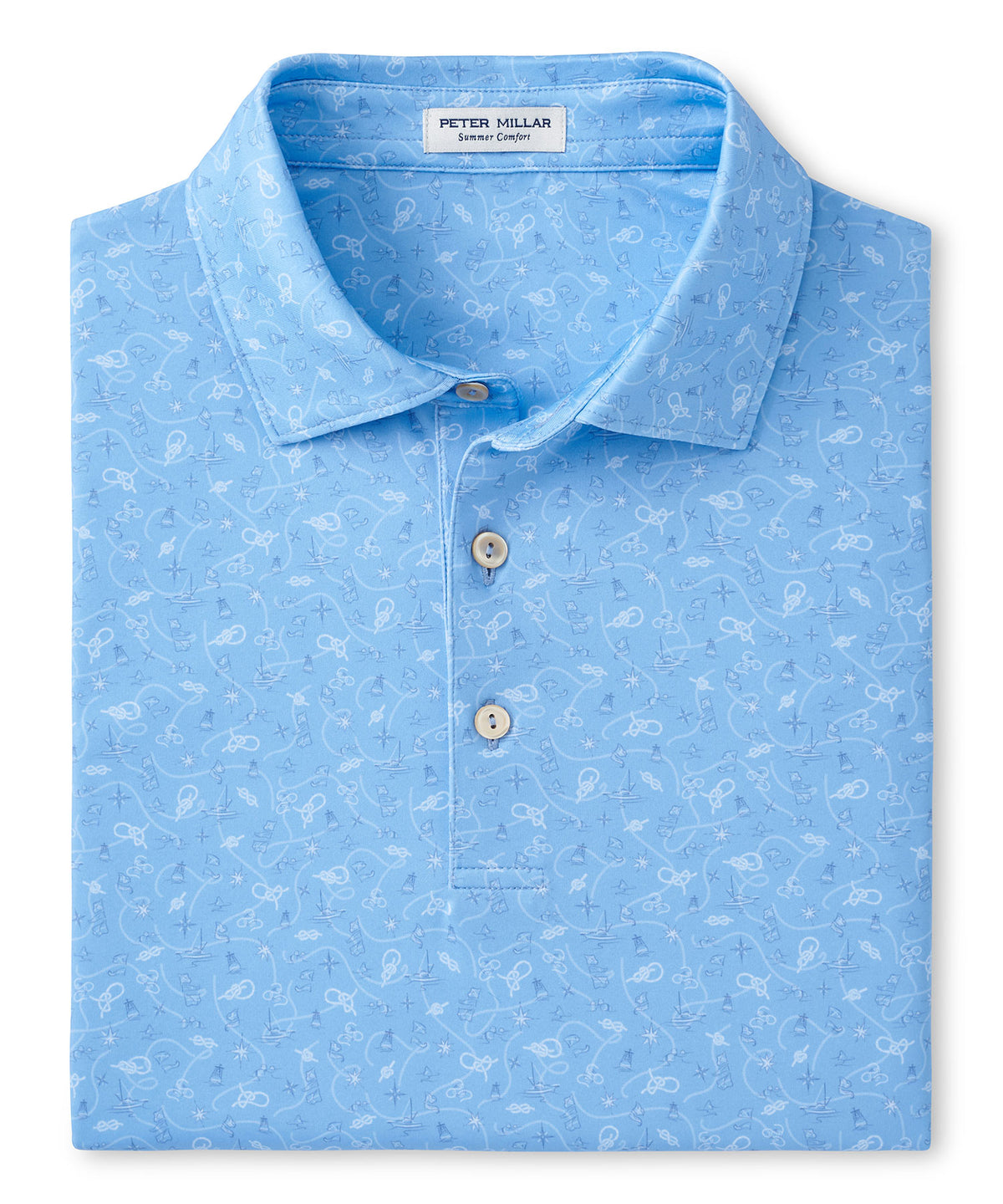 Peter Millar Short Sleeve Nautical Print Polo Knit Shirt, Big & Tall