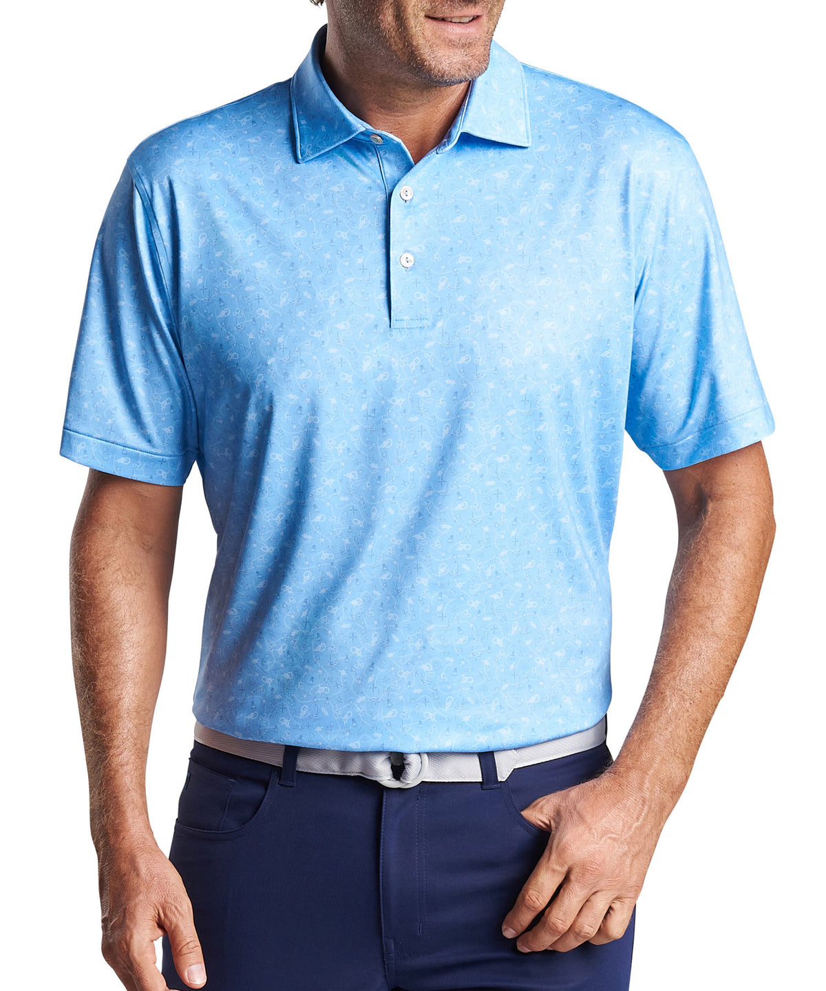 Peter Millar Short Sleeve Nautical Print Polo Knit Shirt, Men's Big & Tall