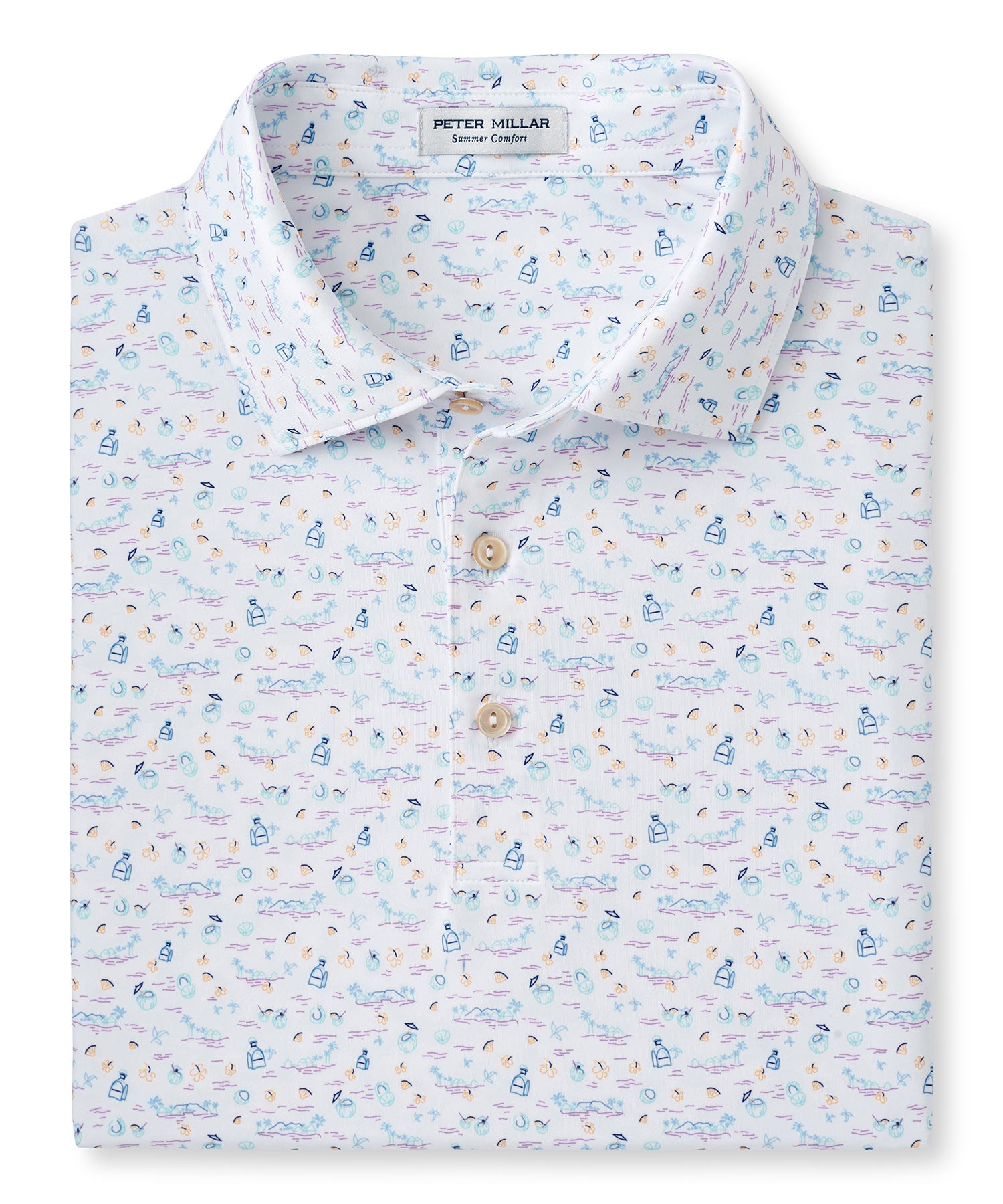 Peter Millar Short Sleeve Fiji Print Polo Knit Shirt, Men's Big & Tall