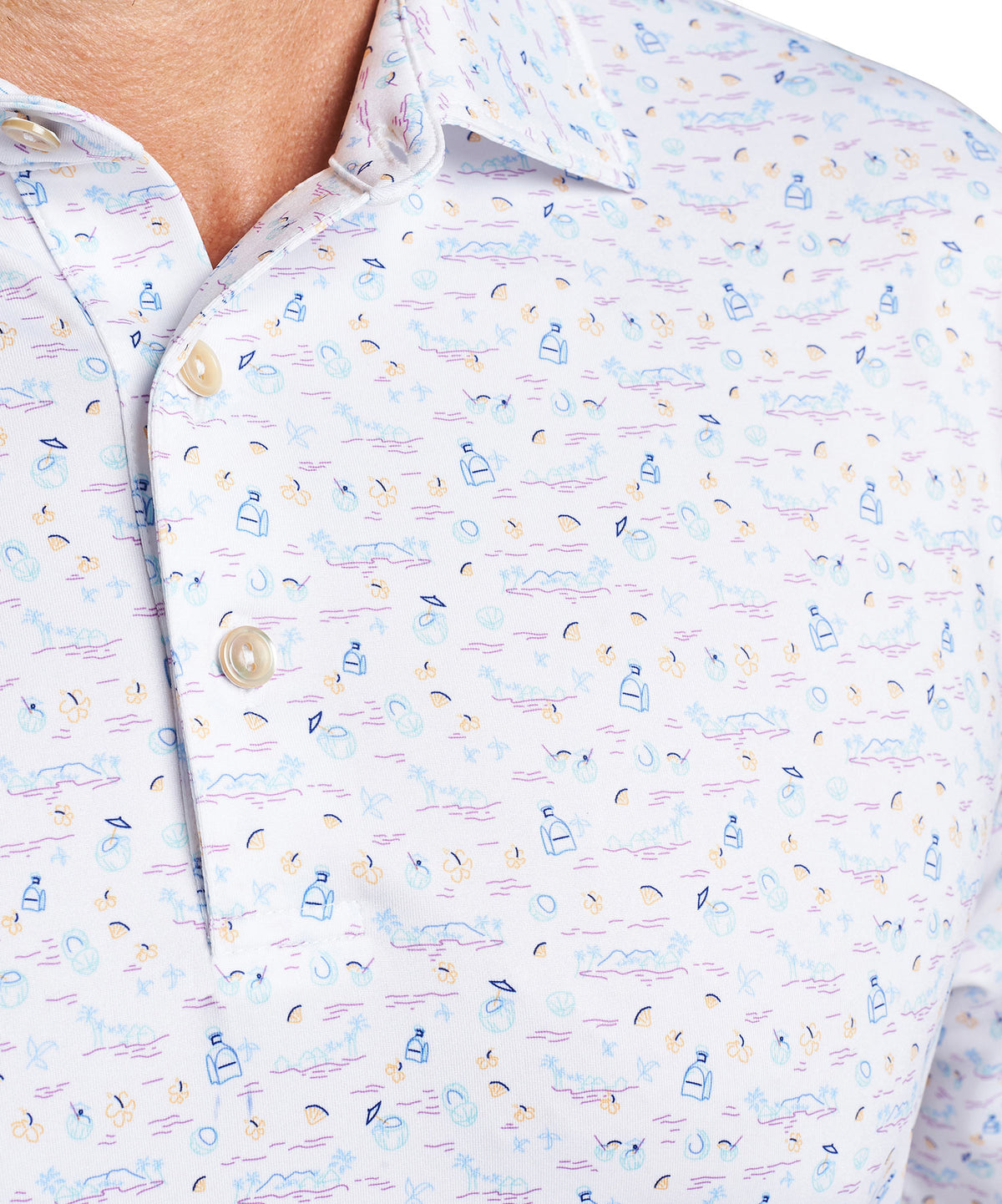 Peter Millar Short Sleeve Fiji Print Polo Knit Shirt, Big & Tall