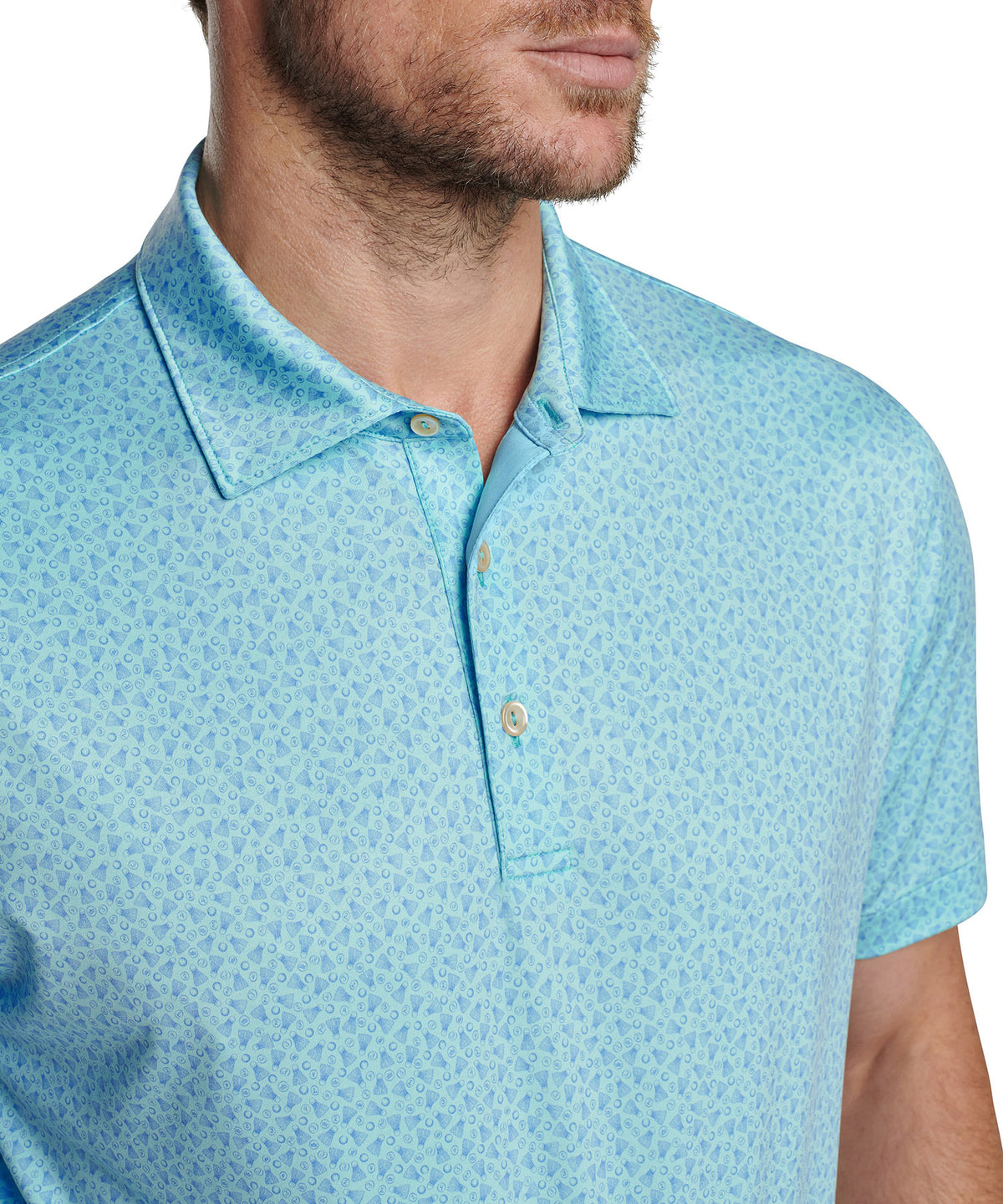 Peter Millar Short Sleeve Birdie Time Print Polo Knit Shirt, Men's Big & Tall