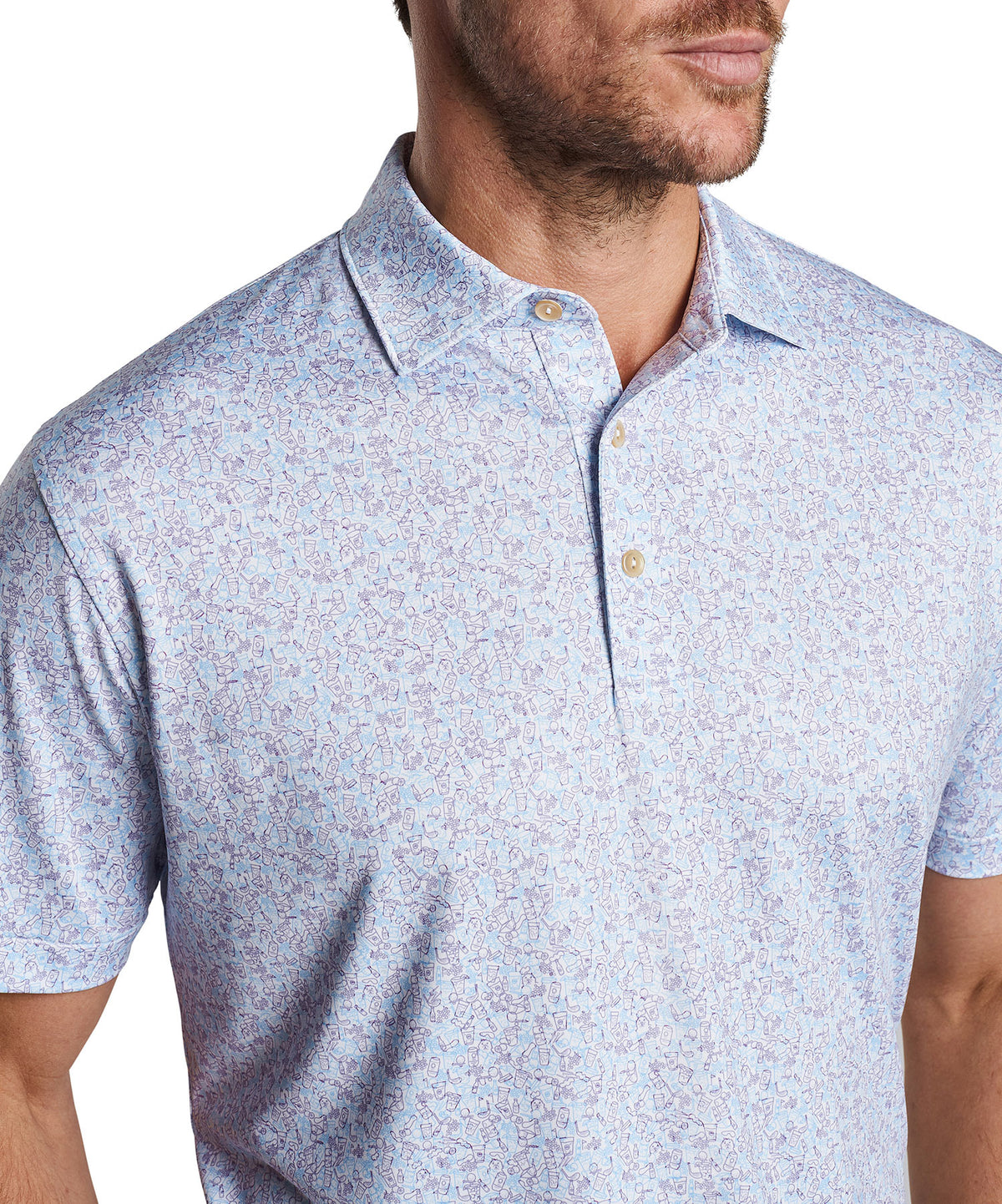 Peter Millar Short Sleeve Dazed and Transfused Print Polo Knit Shirt, Men's Big & Tall