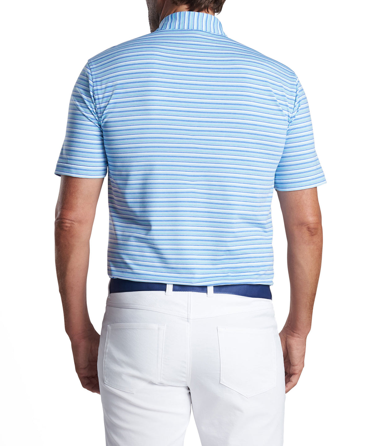 Peter Millar Short Sleeve Oakland Stripe Polo Knit Shirt, Men's Big & Tall