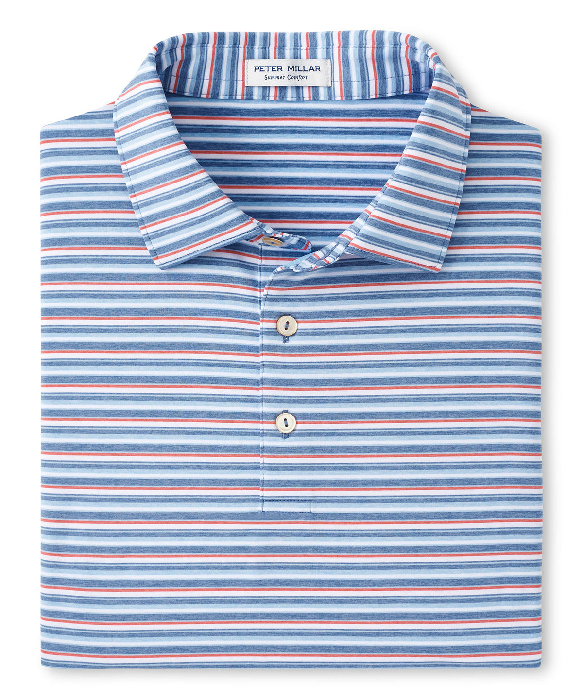 Peter Millar Short Sleeve Oakland Stripe Polo Knit Shirt, Men's Big & Tall