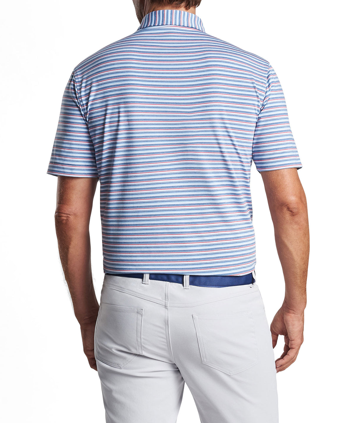 Peter Millar Short Sleeve Oakland Stripe Polo Knit Shirt, Big & Tall