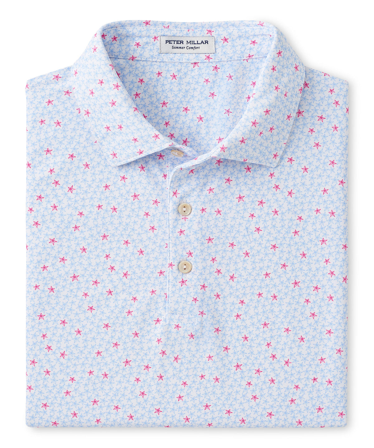 Peter Millar Short Sleeve Starfish Print Polo Knit Shirt, Big & Tall