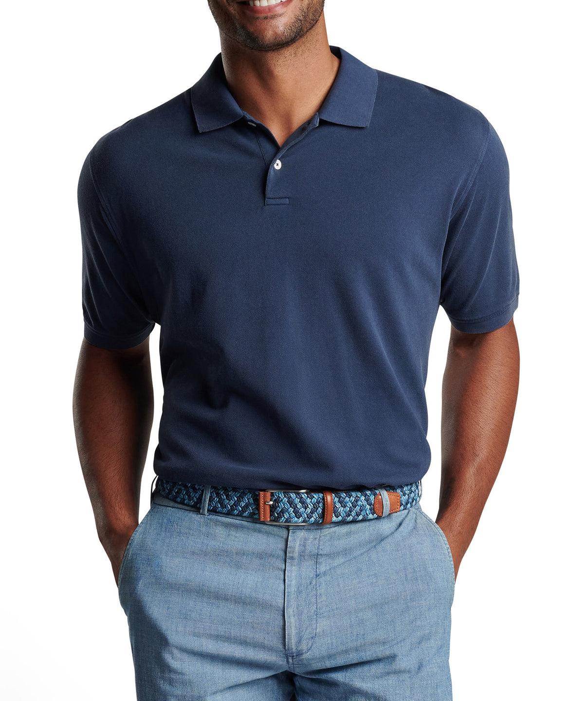 Peter Millar Short Sleeve Sunrise Pique Polo Knit Shirt, Men's Big & Tall