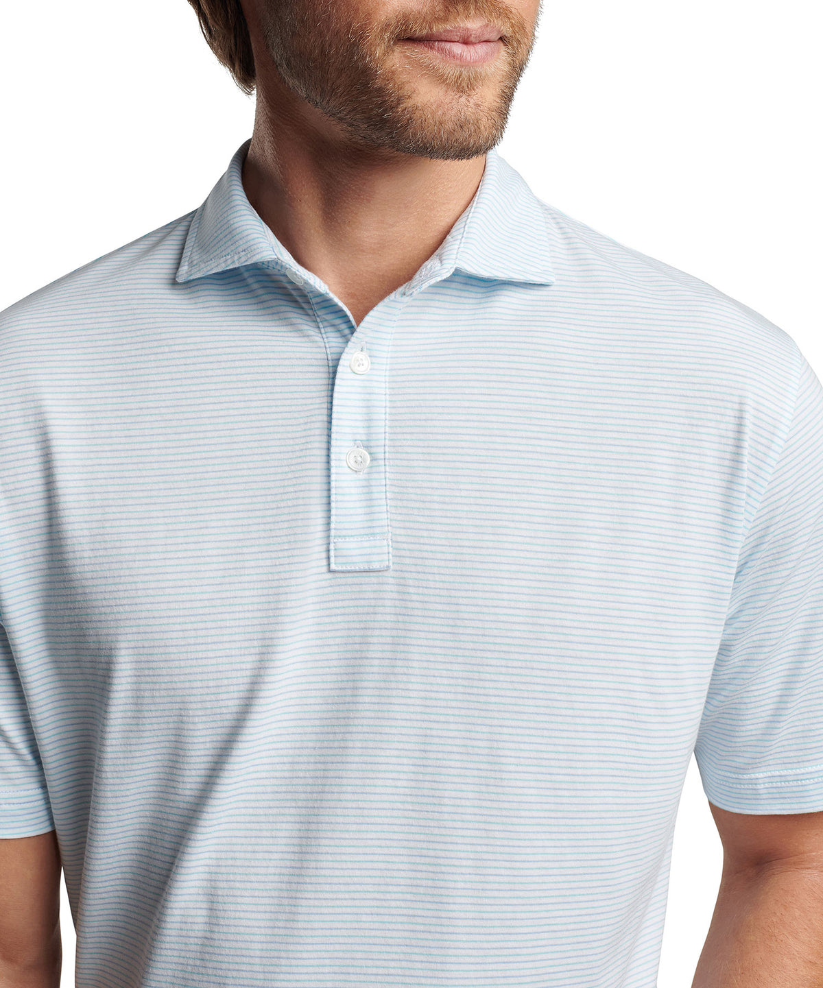 Peter Millar Short Sleeve Pilot Mill Stripe Polo Knit Shirt, Men's Big & Tall