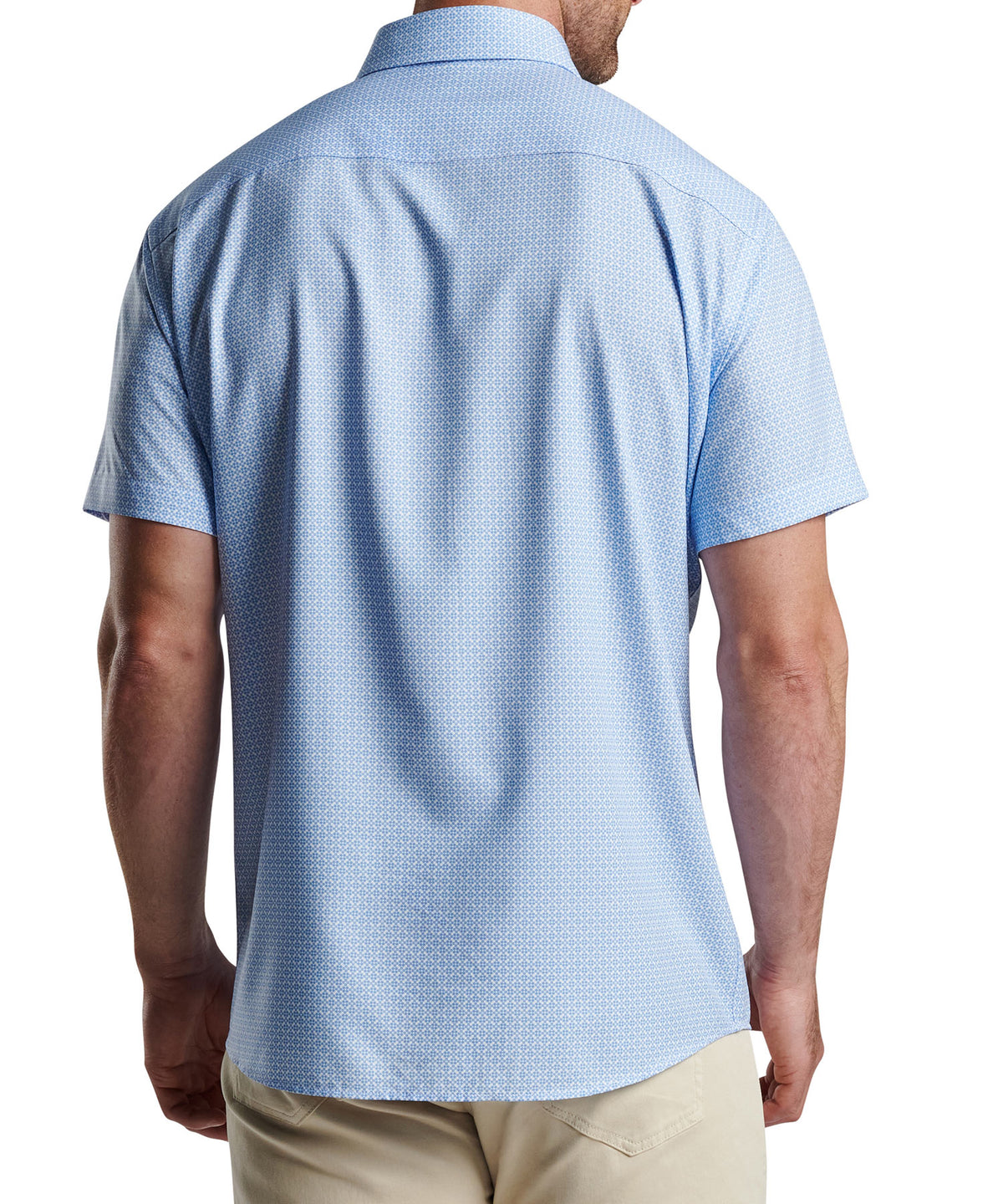 Peter Millar Geo Print Short Sleeve Spread Collar Sport Shirt, Big & Tall