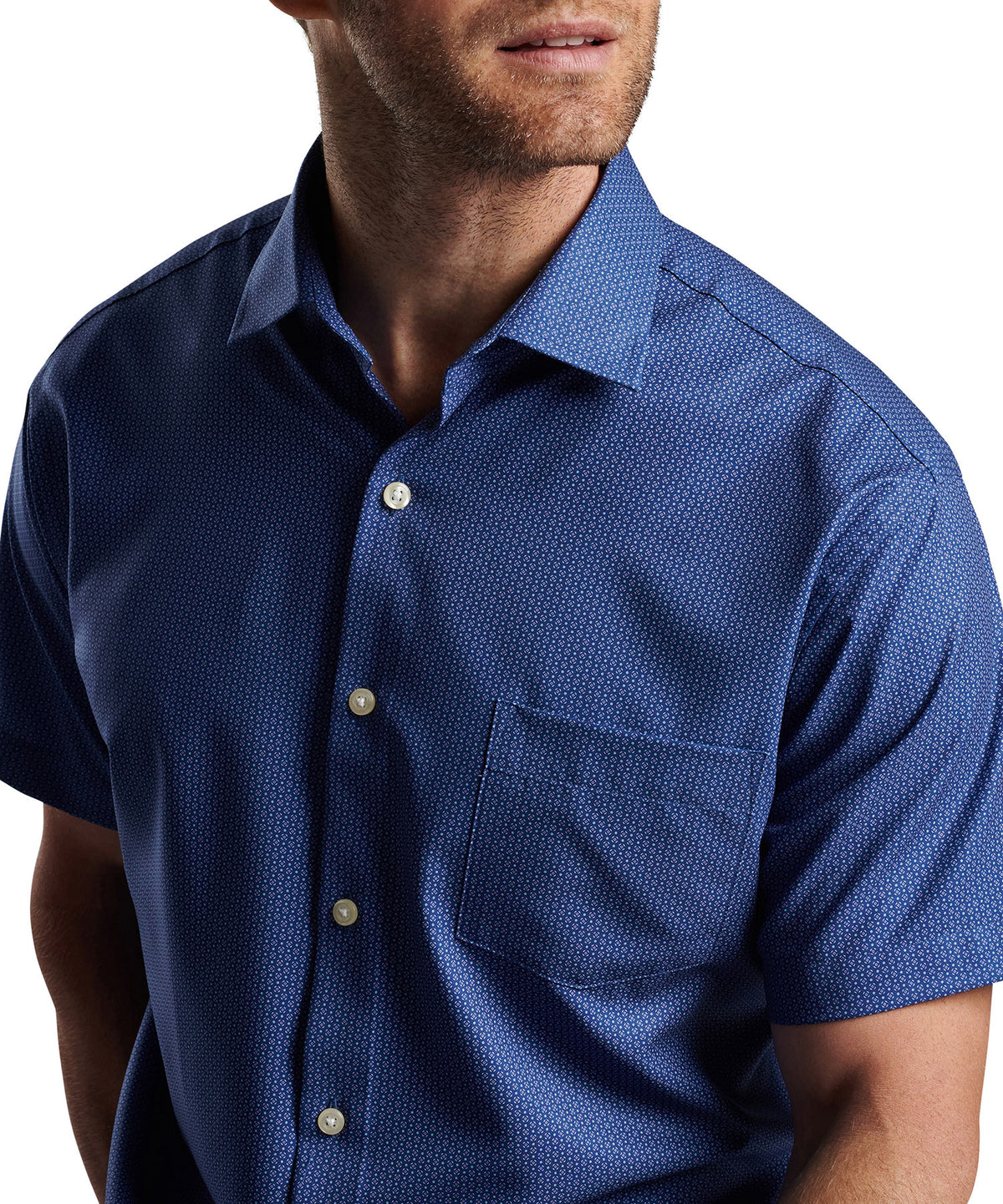 Peter Millar Bloques Print Short Sleeve Spread Collar Sport Shirt, Big & Tall
