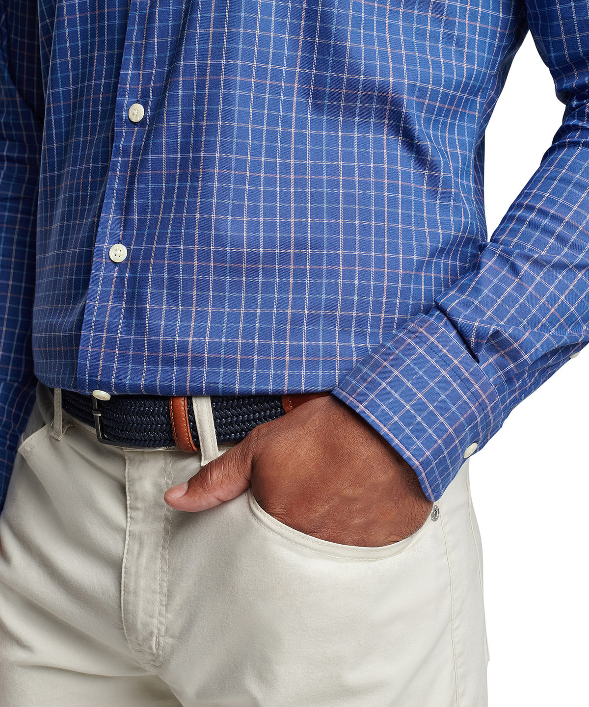 Peter Millar Long Sleeve Patton Button-Down Collar Patterned Sport Shirt, Big & Tall