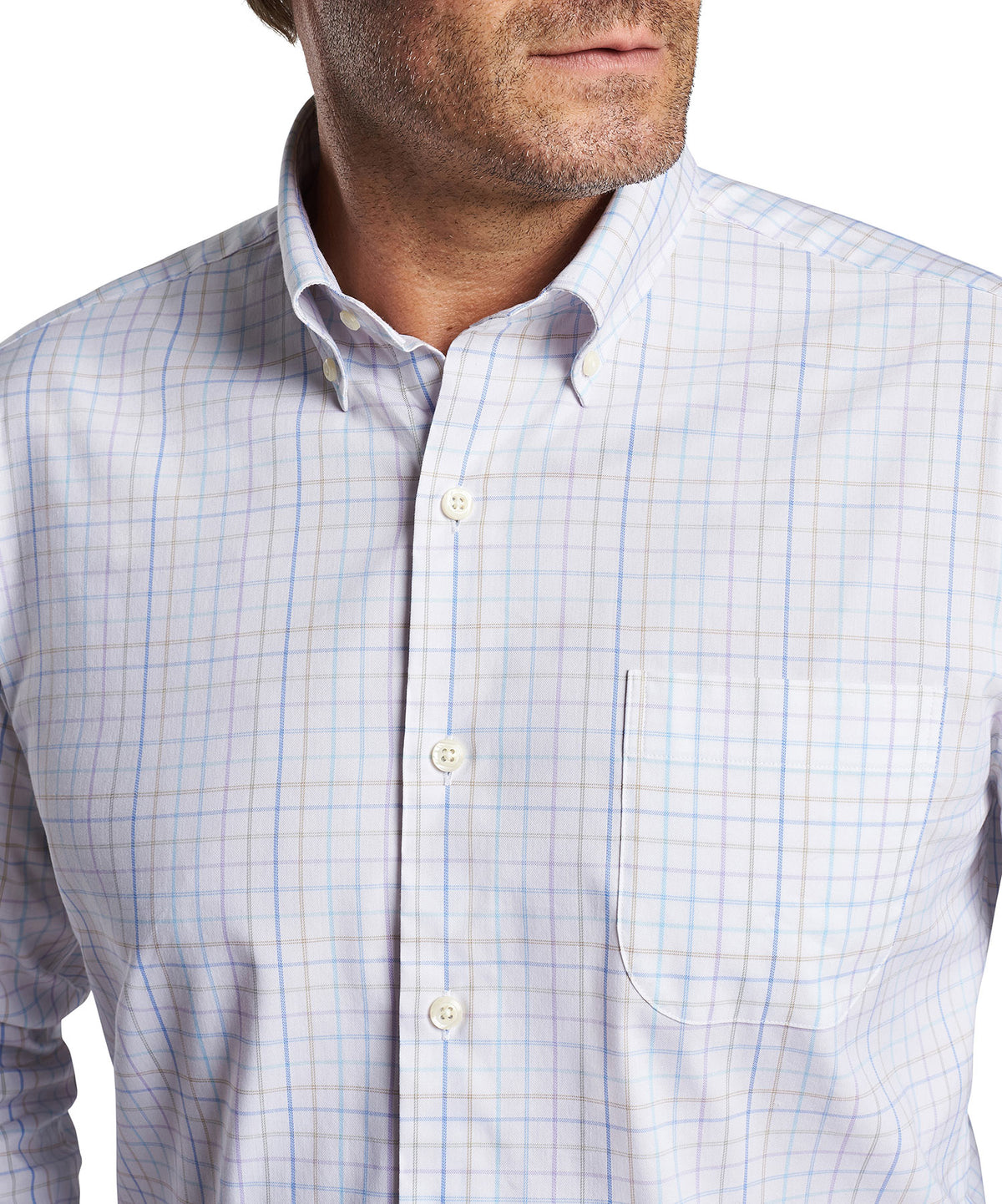 Peter Millar Long Sleeve Patton Button-Down Collar Patterned Sport Shirt, Big & Tall