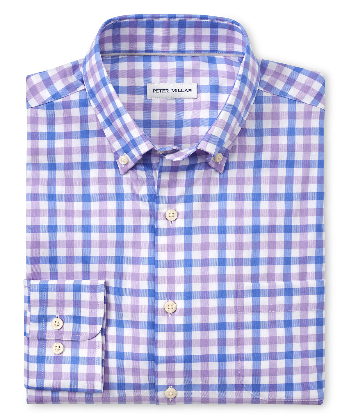 Peter Millar Long Sleeve Castine Button-Down Collar Patterned Sport Shirt, Big & Tall