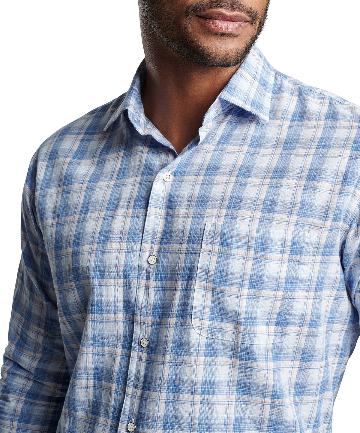 Peter Millar Long Sleeve Sanibel Spread Collar Sport Shirt, Men's Big & Tall