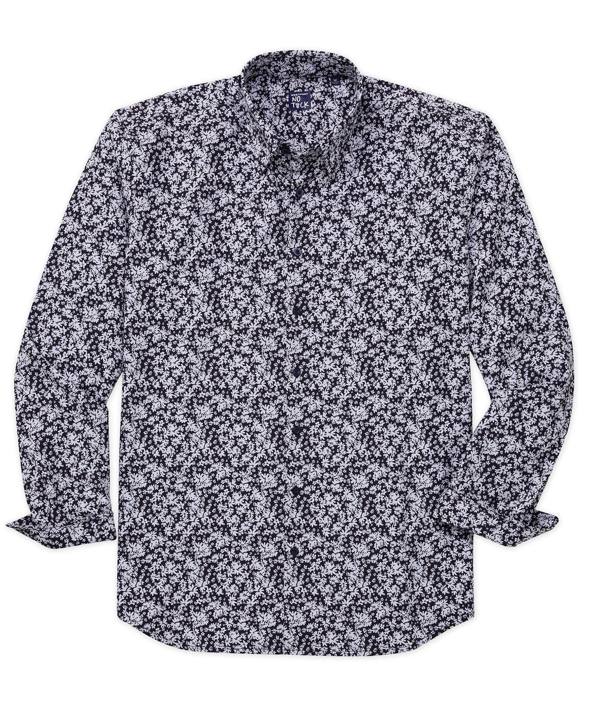 Westport No-Tuck Long Sleeve 'Spring Untucked' Floral Print Stretch Performance Sport Shirt, Men's Big & Tall