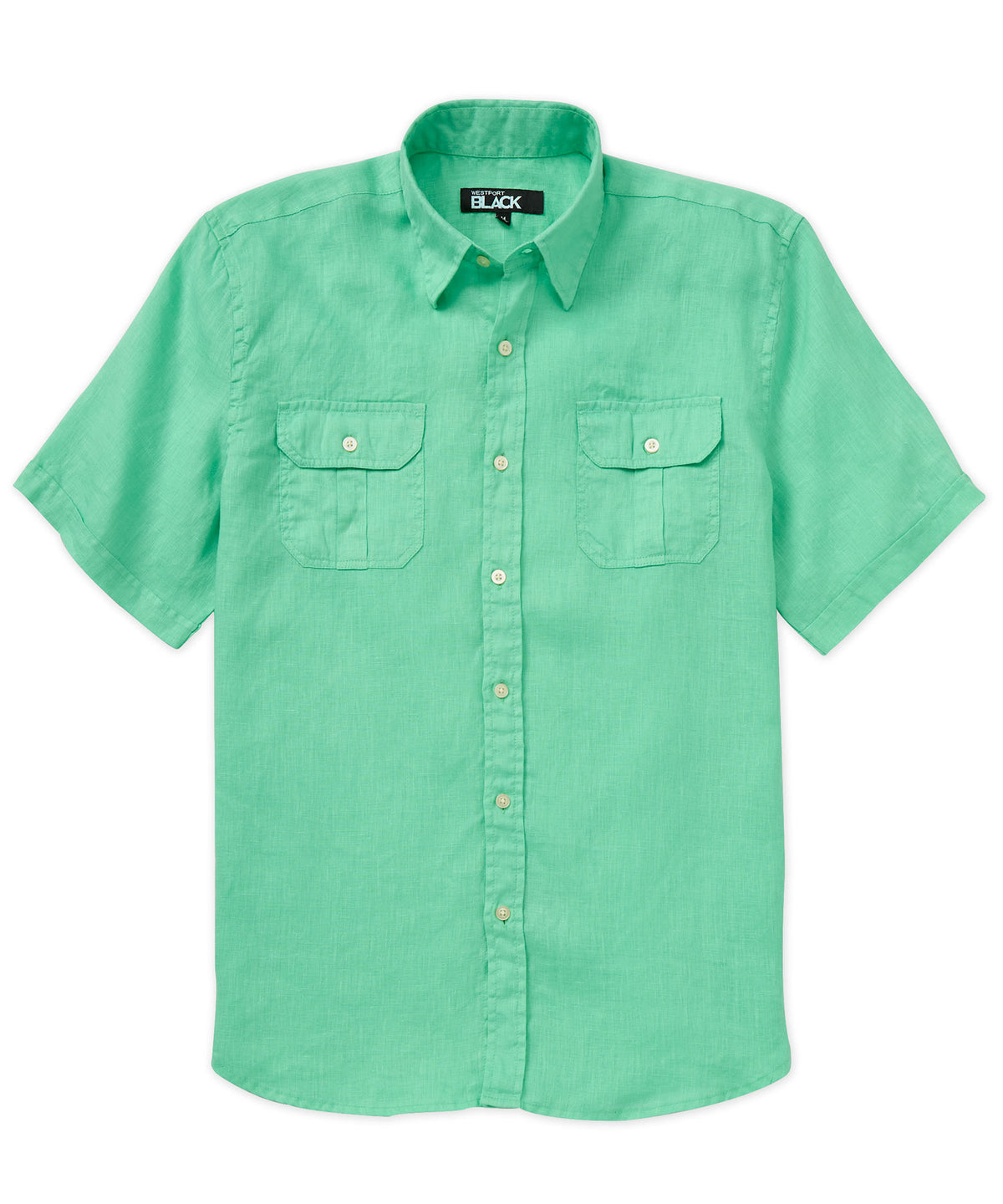 Westport Black Short Sleeve Linen Button-Under Collar Safari Shirt, Men's Big & Tall
