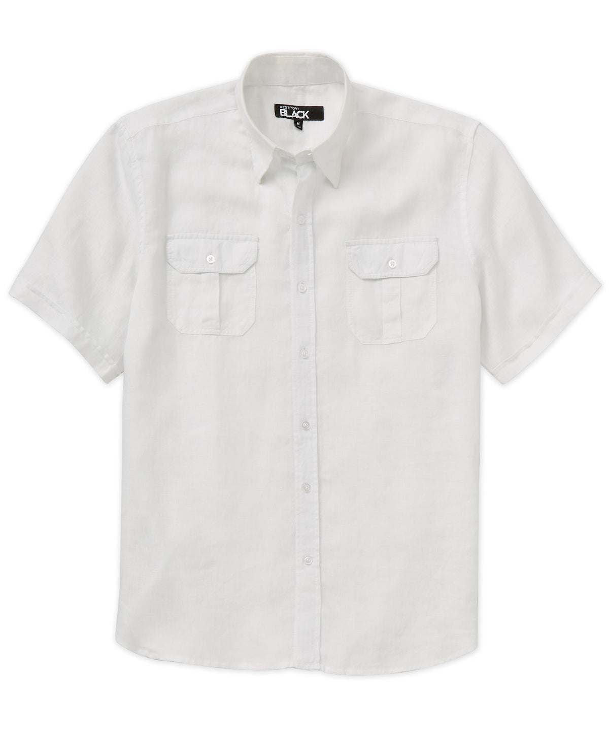 Westport Black Short Sleeve Linen Button-Under Collar Safari Shirt, Big & Tall