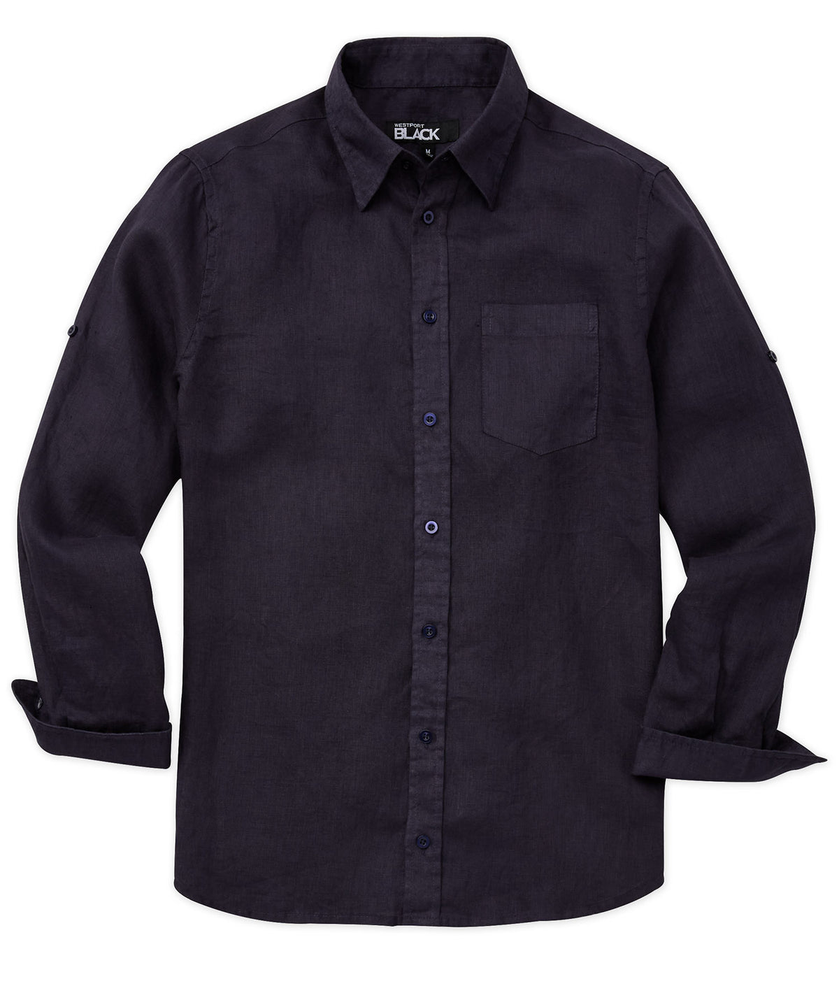 Westport Black Southport Long Sleeve Linen Sport Shirt, Big & Tall