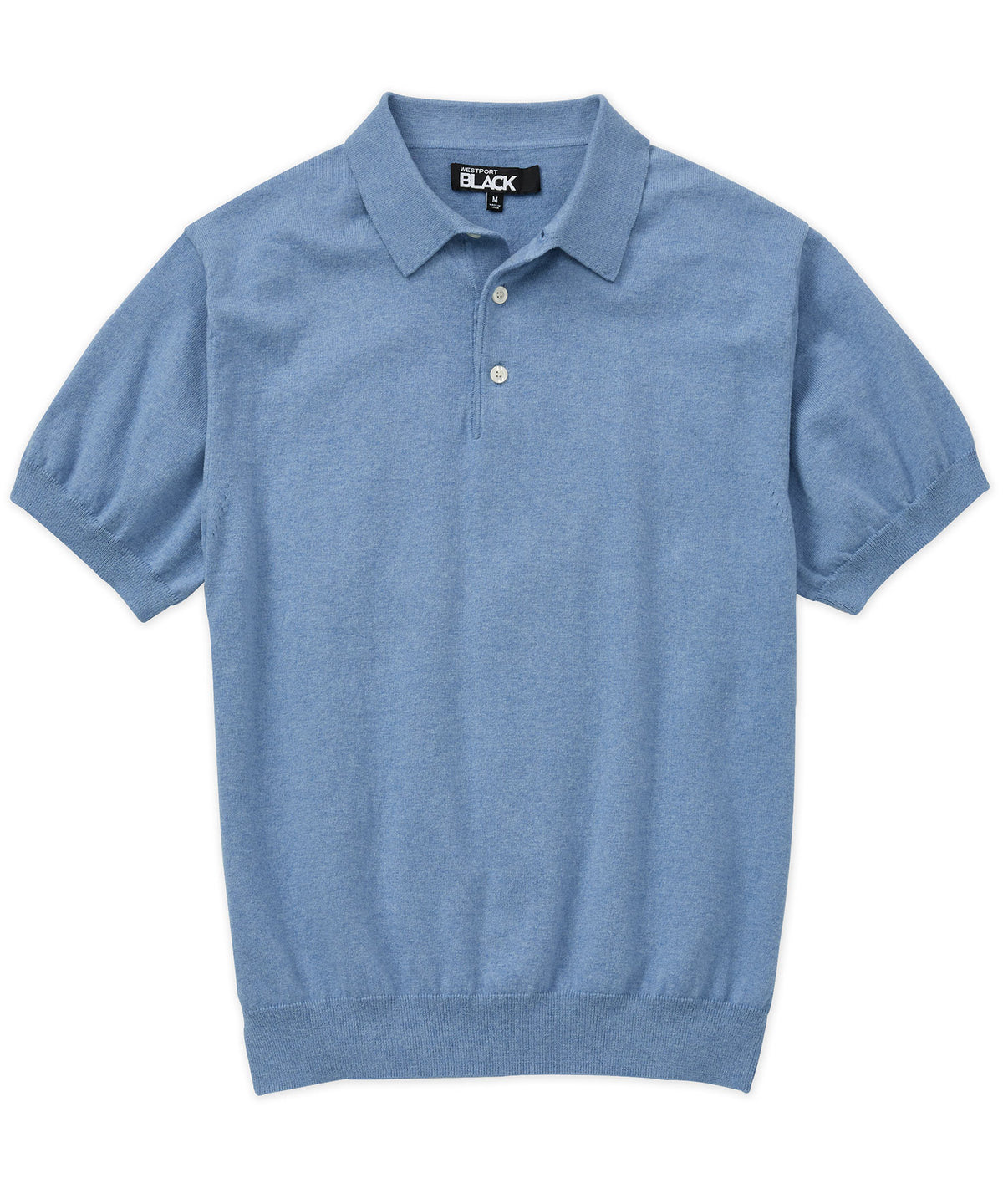Westport Black Short Sleeve Cotton Cashmere Polo Knit Shirt, Men's Big & Tall