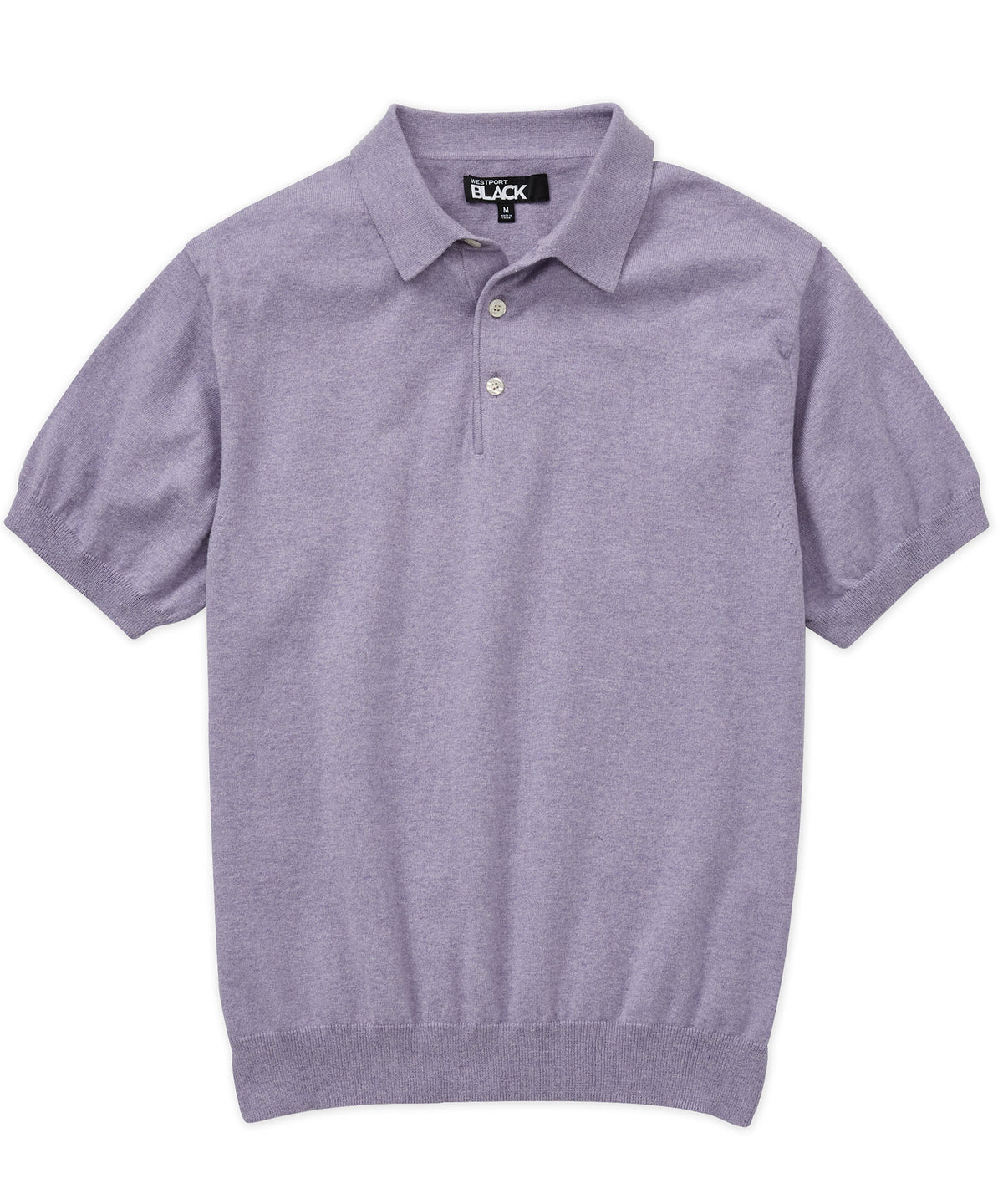 Westport Black Short Sleeve Cotton Cashmere Polo Knit Shirt, Big & Tall