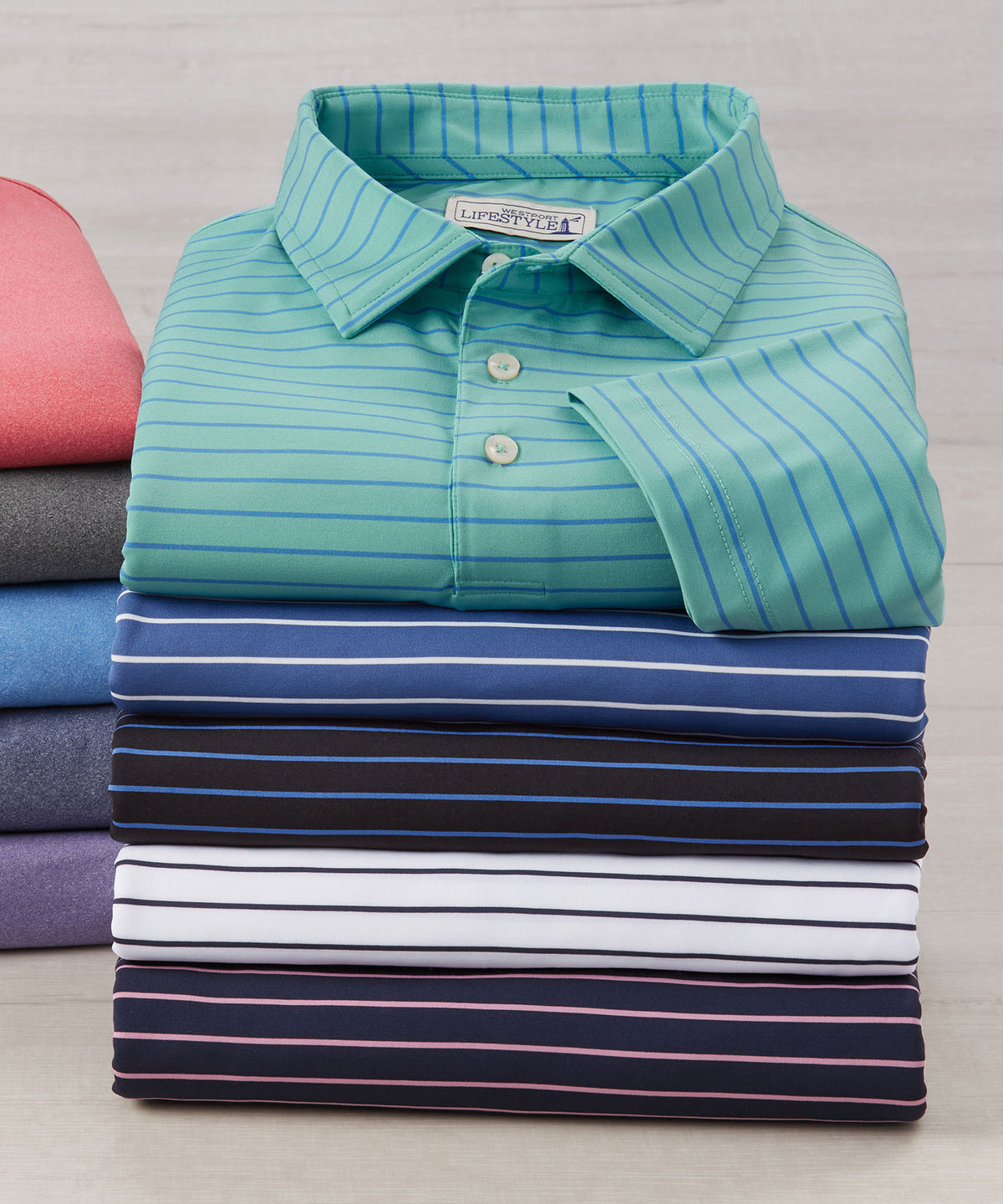 Westport Lifestyle Short Sleeve Stripe Polo Knit Shirt, Men's Big & Tall