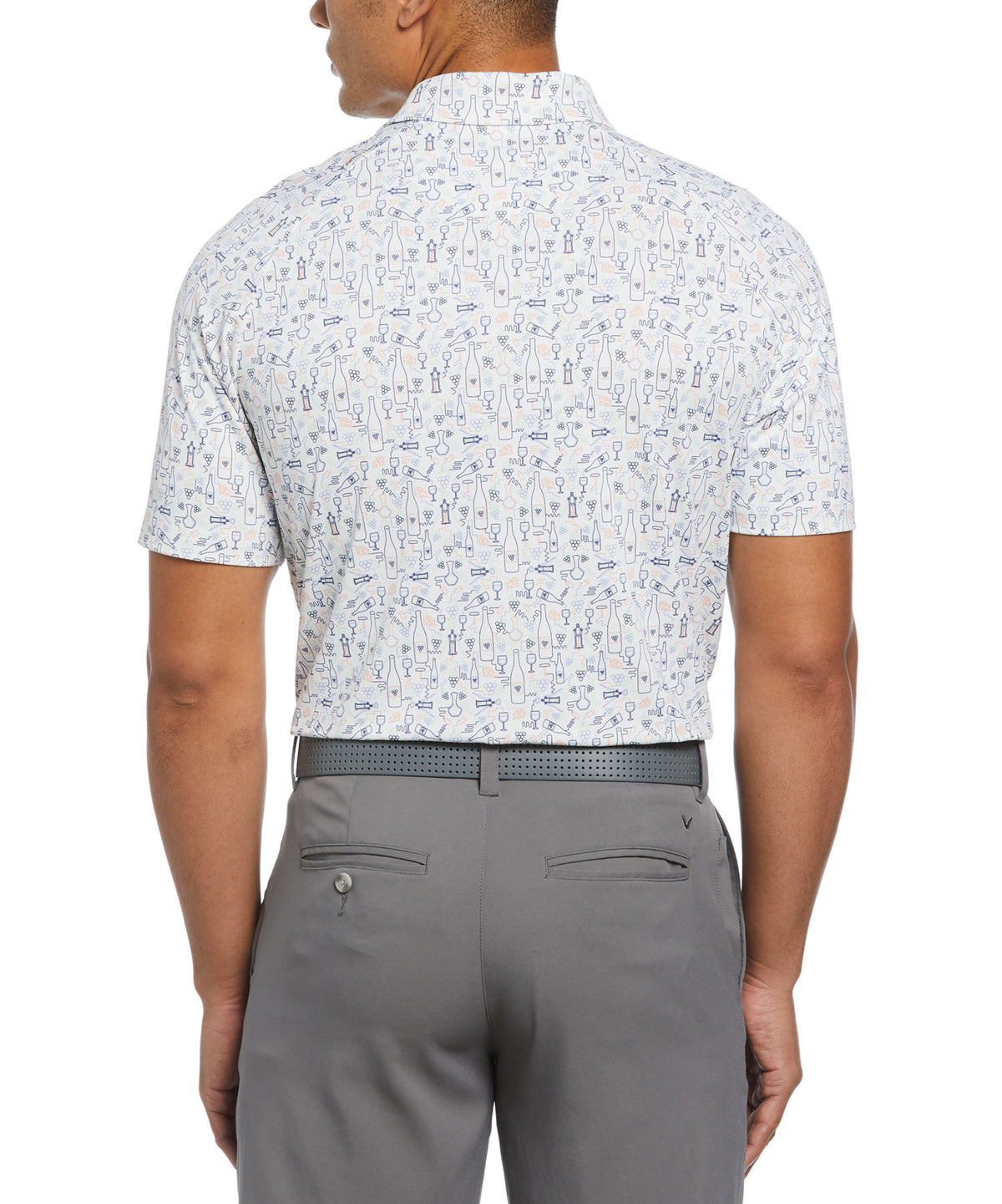 Callaway Short Sleeve Wine Print Polo Knit Shirt, Big & Tall