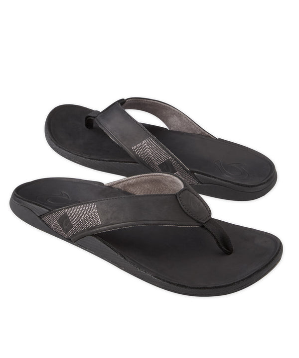 OluKai Tuahine Leather Flip-Flop Sandal Large Size  display picture 3