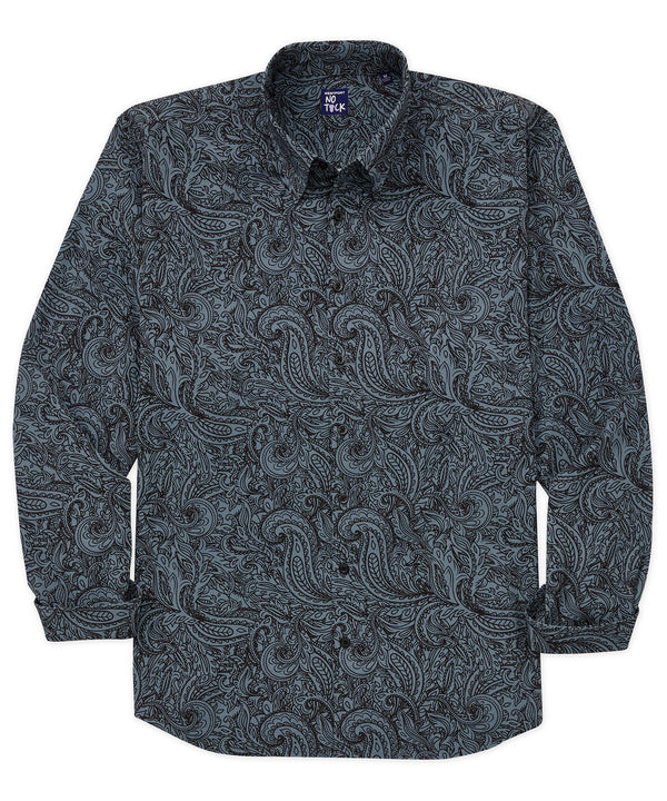 Men's Big & Tall No-Tuck Buttoned Stretch 'Big Paisley' Shirt