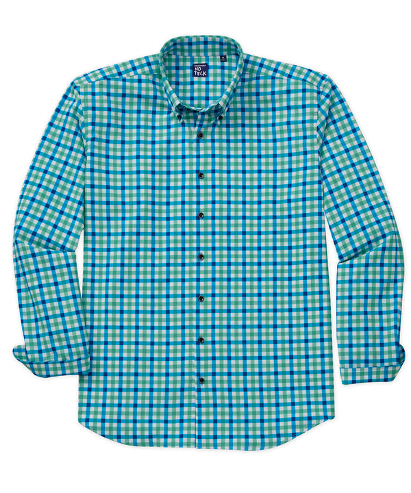 Men's Big & Tall No-Tuck Button Down Stretch Plaid Print
