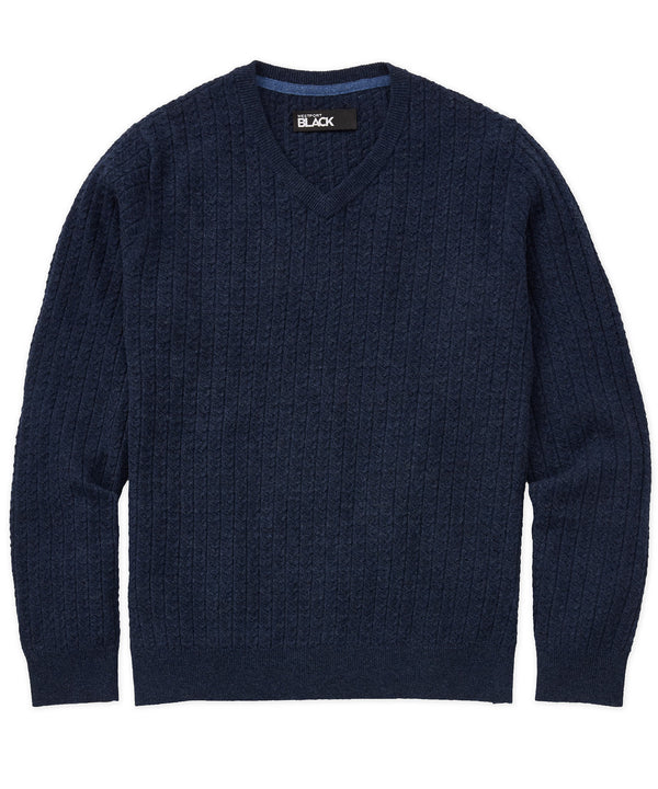 Men's Big Tall Westport Black V-Neck Cable Pullover Sweater