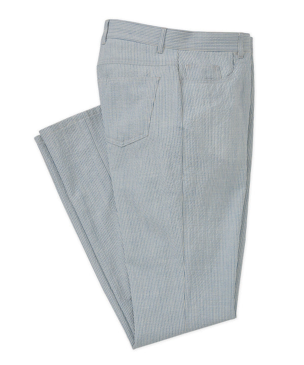 Big & Tall Westport Black 5-Pocket Seersucker Blue Linen