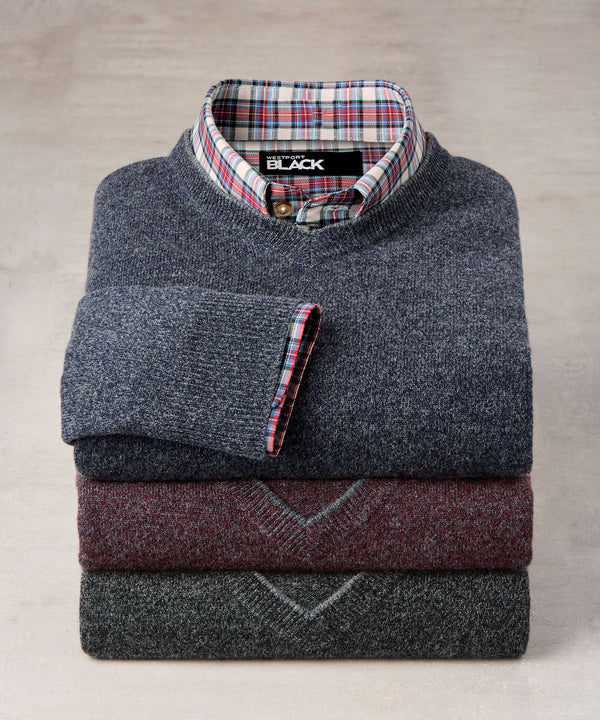 Westport Black Big & Tall Cashmere Blend V-Neck Sweater | Westport