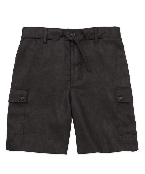 Westport Black Big & Tall Southport Linen Drawstring Cargo Shorts