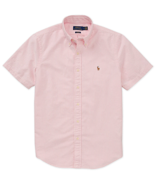 Polo Ralph Lauren Big Tall Classic Fit Stripe Oxford Short Sleeve Woven Shirt, Mens, LT, New Rose/White