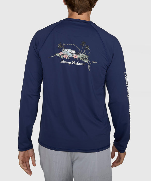 Tommy Bahama Big & Tall Long Sleeve Chill Time Bay Crew Rash Guard