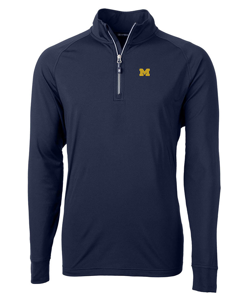 Cutter & Buck University of Michigan Wolverines Long Sleeve Quarter-Zip Pullover, Men's Big & Tall